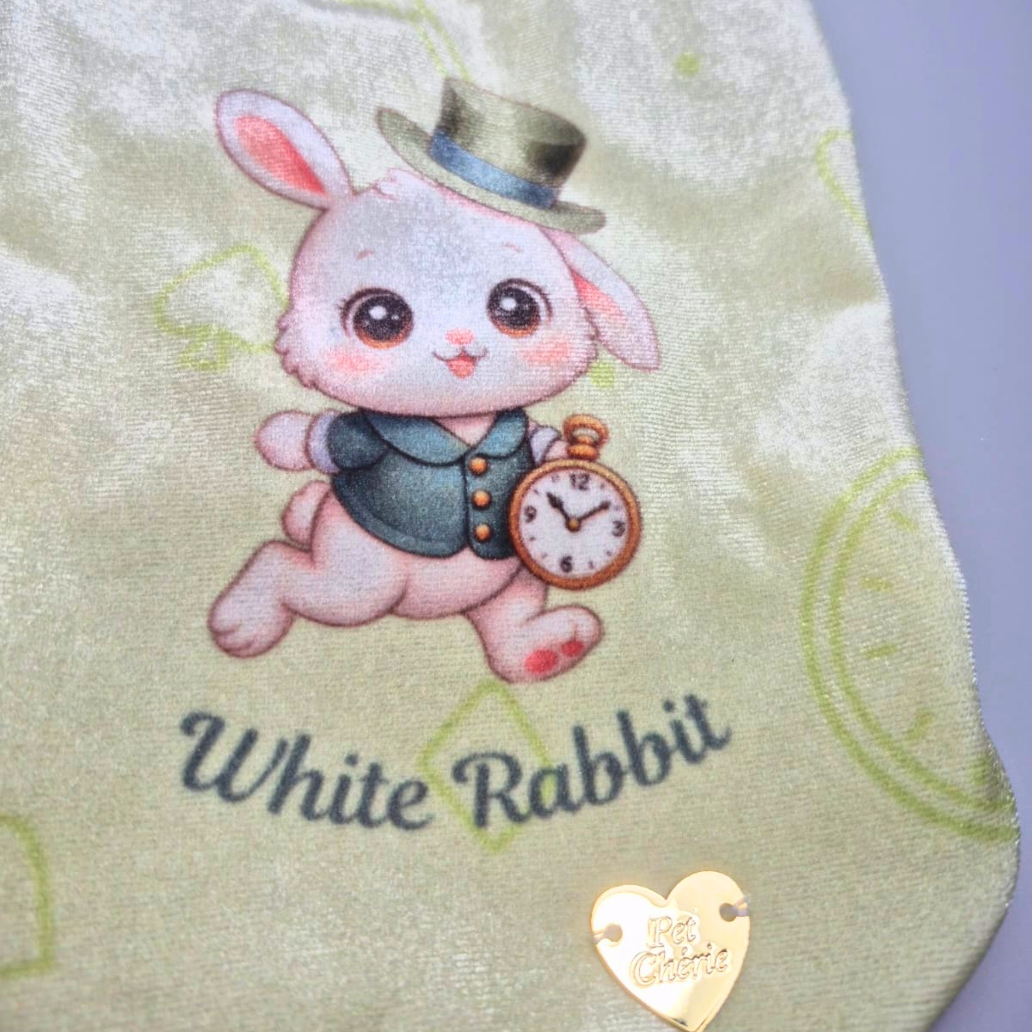White Rabbit Greenish Sweatshirt - Ciniglia Vellutata con Rouche Pizzo